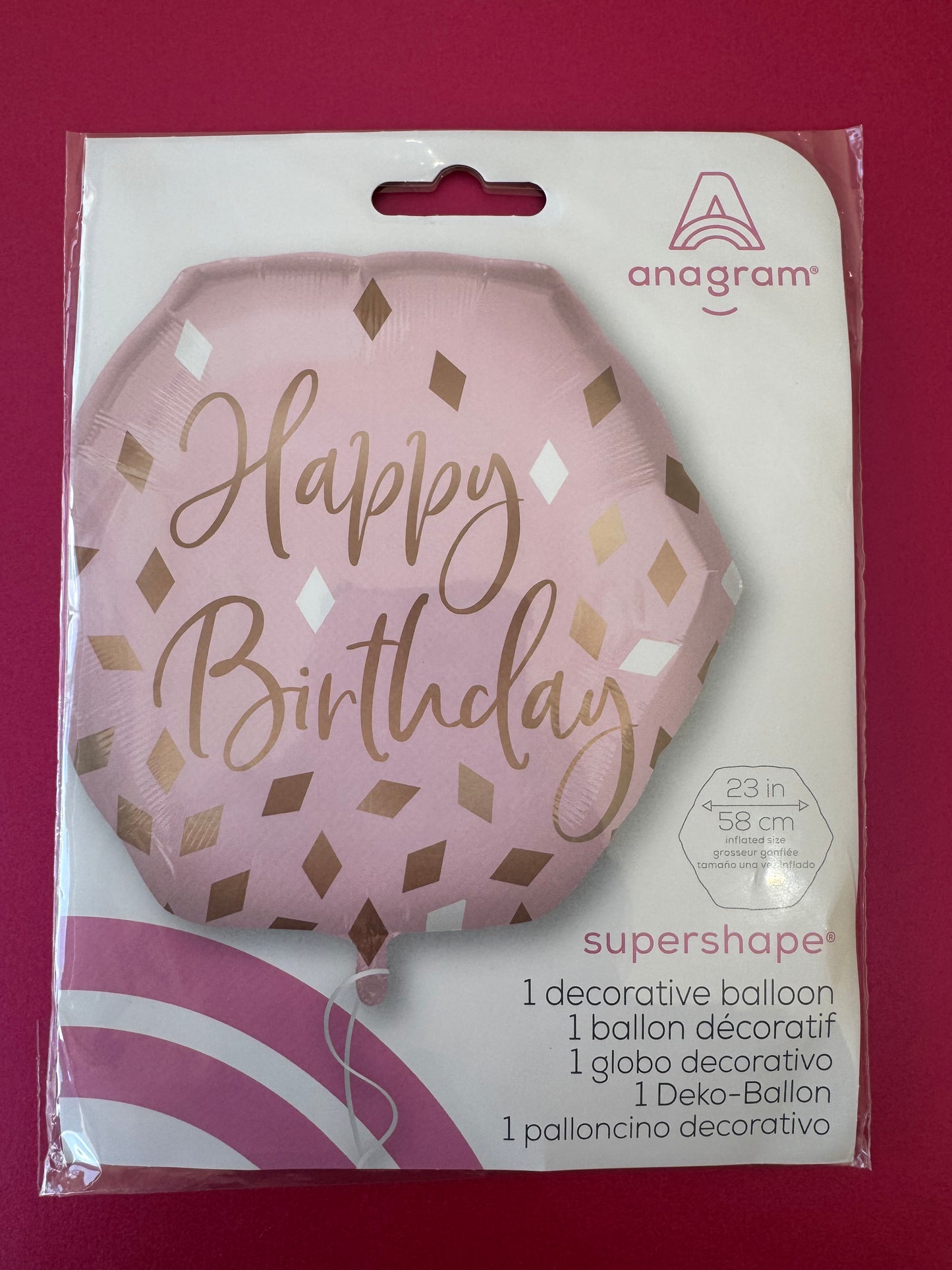 Happy Birthday Ballon Pink Supershade