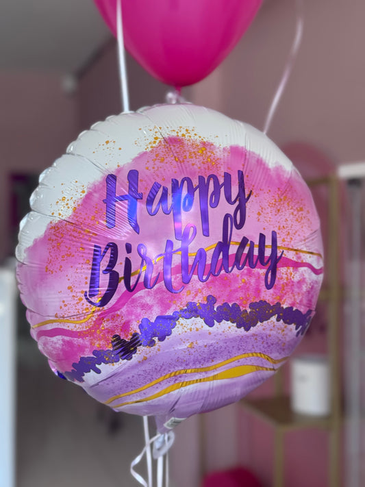 Happy Birthday Balloon Pink & Purple