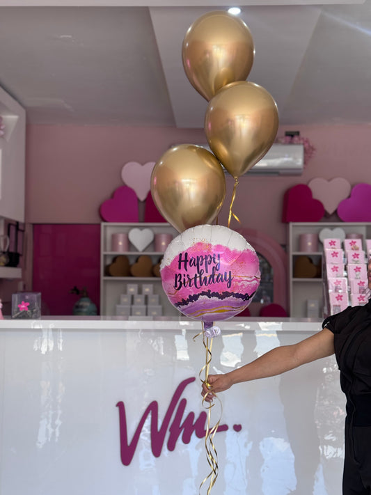 Pink Marble Balloon Bunch