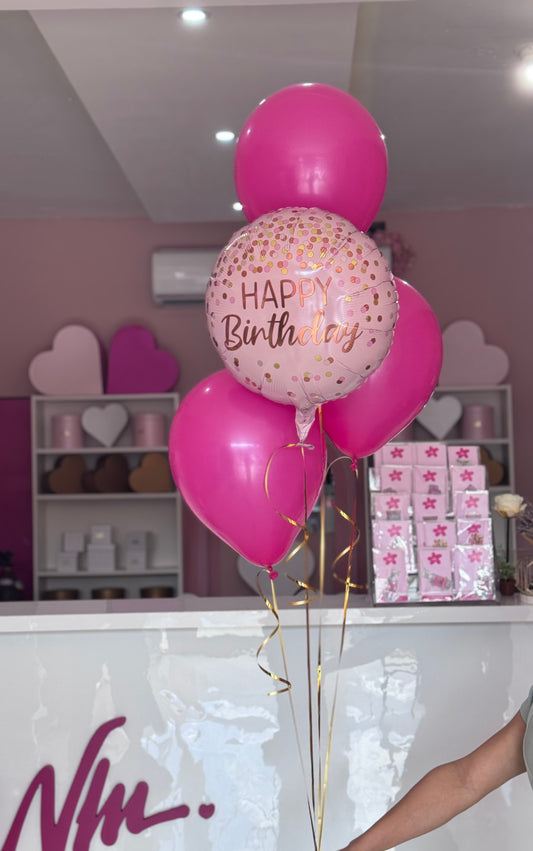 Pink and Gold Birthday Balloon